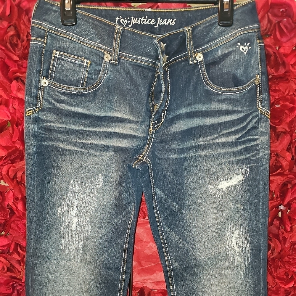 Justice NWOT Girls Blue Denim Flare Leg Jeans Size 16